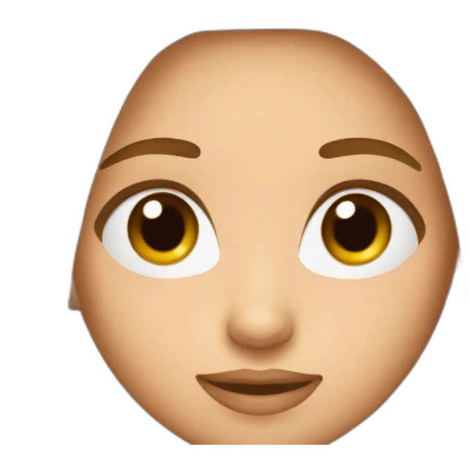 a girl with long straight brownish hair wide eyebrows emoji