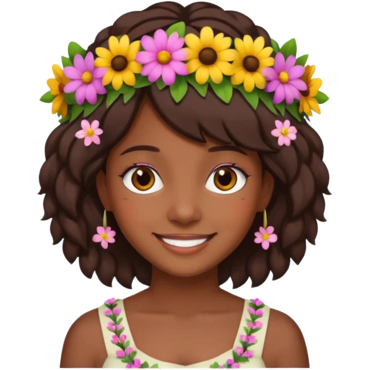 brown girl with flower crowns emoji