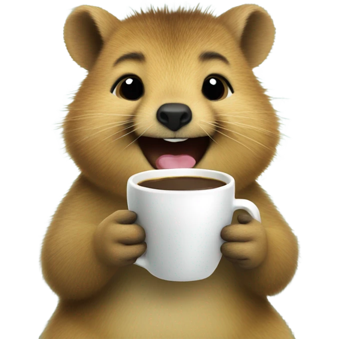 Happy Quokka drinking coffee emoji