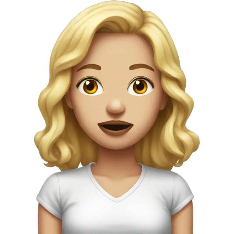 realistic portrait of girl mouth closed emoji
