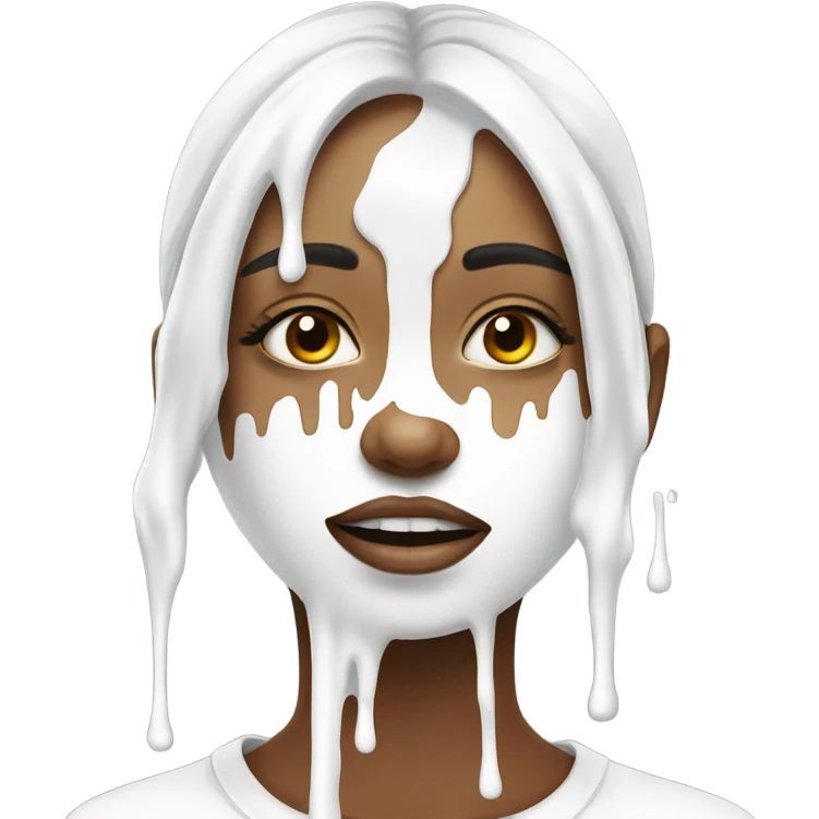 girl with white paint dripping their face the mouth emoji