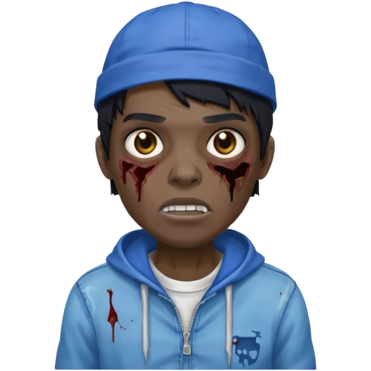 zombiede cabelo preto e boné azul emoji