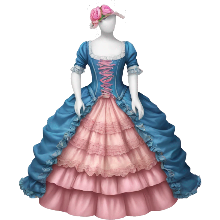 Rococo dress with pink and blue emoji