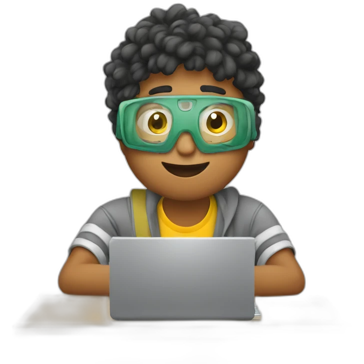 student typing on computer emoji