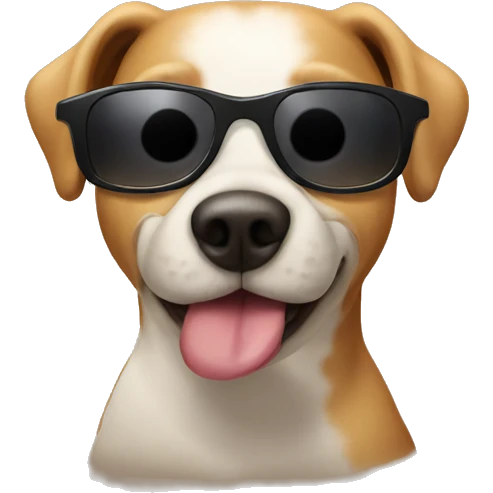Dog pooping with sunglasses emoji