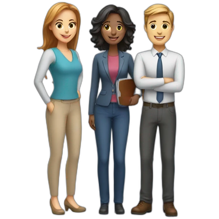 virtual education team 2 women and 1 men emoji