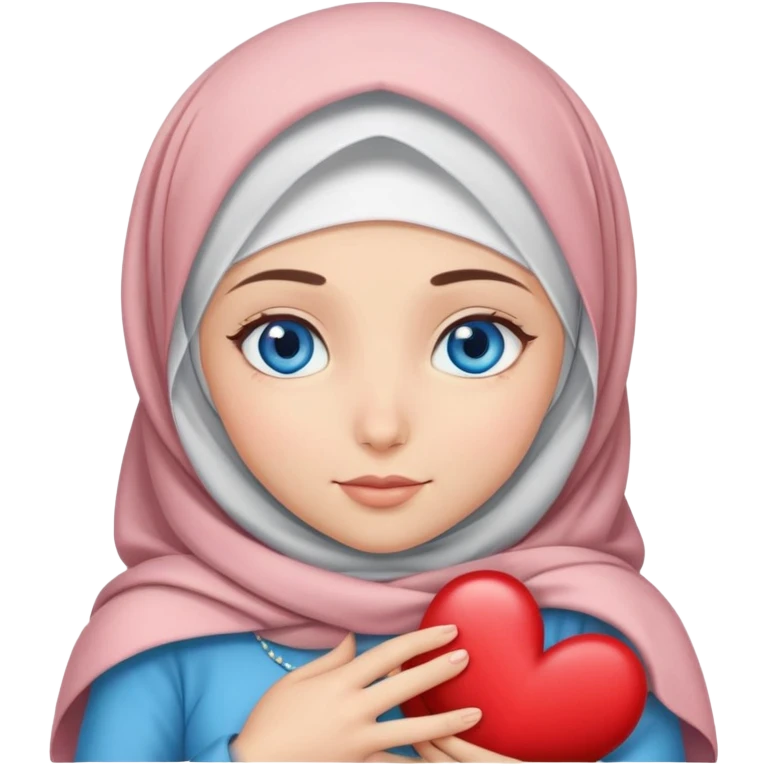 Turkish beautiful finish Konya girls blue eyes with hijab and heart dress and hugs  emoji