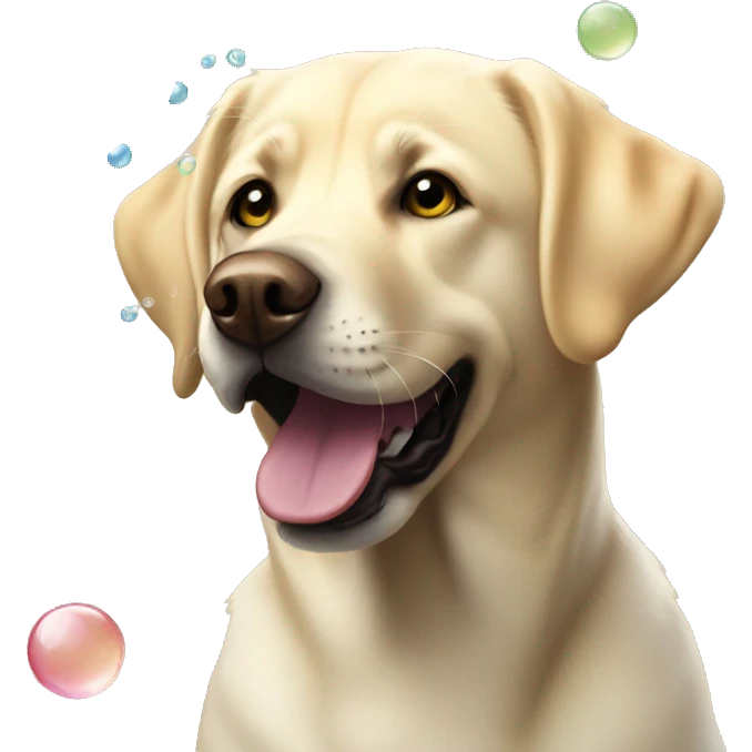 Yellow lab playing with bubbles  emoji