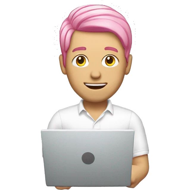 pink hair white man with laptop emoji