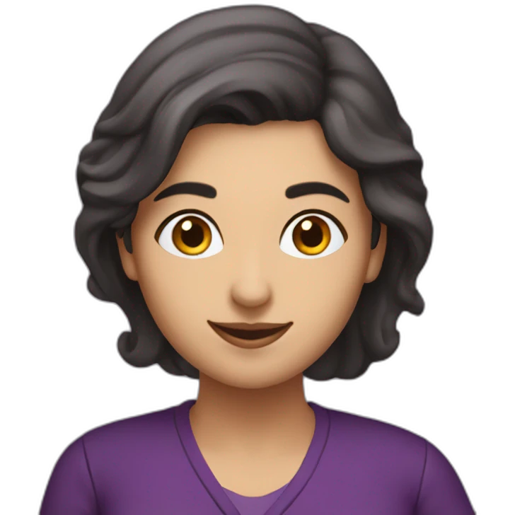 Armenian women with the purple clothes reading book and looking at camera and smiling  emoji