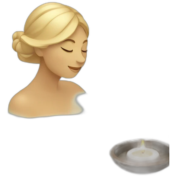 Design a peaceful spa scene with a person amidst swirling, aromatic steam, in a luxury spa emoji