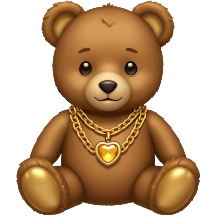 gold metal glow chain tedy bear emoji