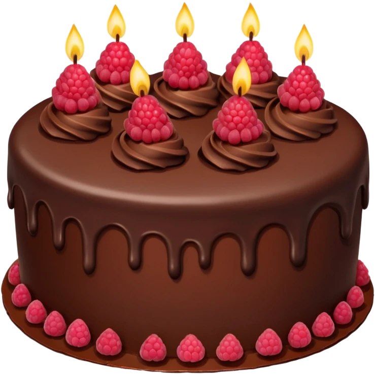 Chocolate Birthday Cake with raspberries emoji
