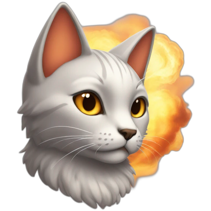 Gato con alas en un cielo de fuego emoji