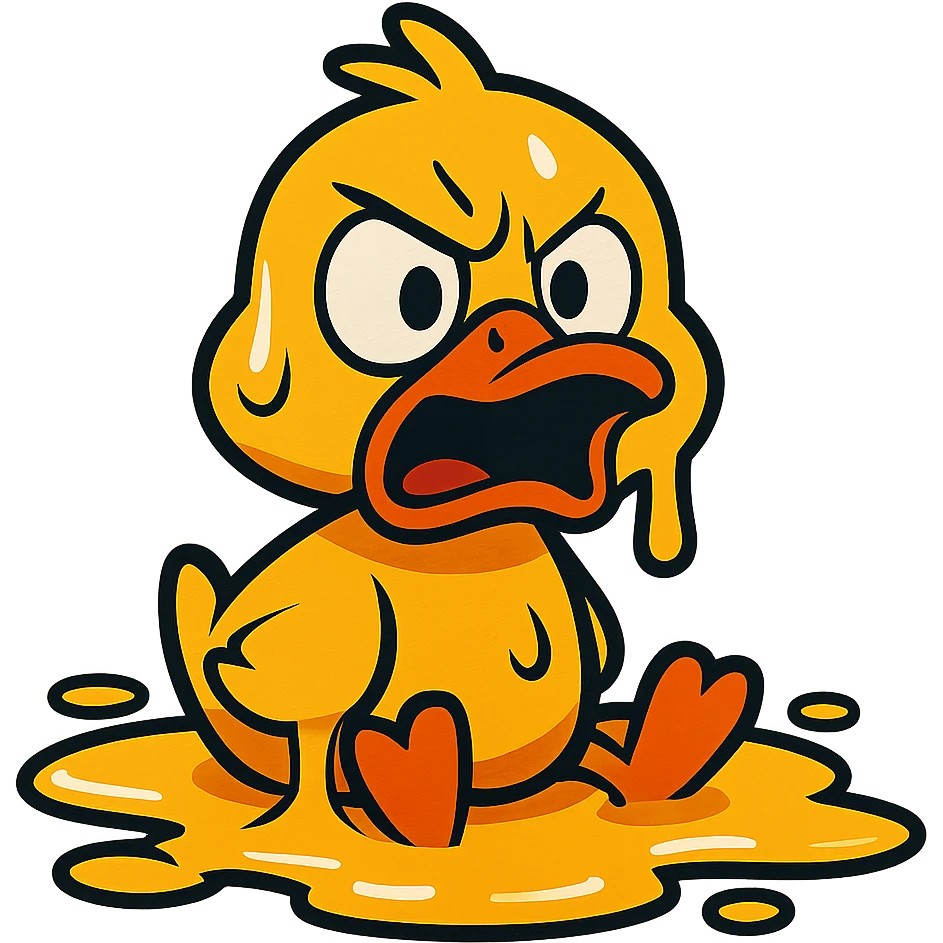 vibrant toon style duckling in honey, dramatic expression emoji