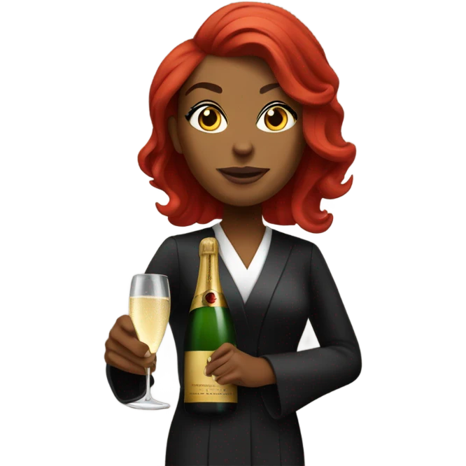 Black female red haired Judge with Champagne  emoji