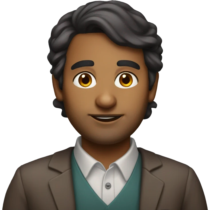 a brown indian science teacher 32 years old with less hair and thick eyebrows emoji