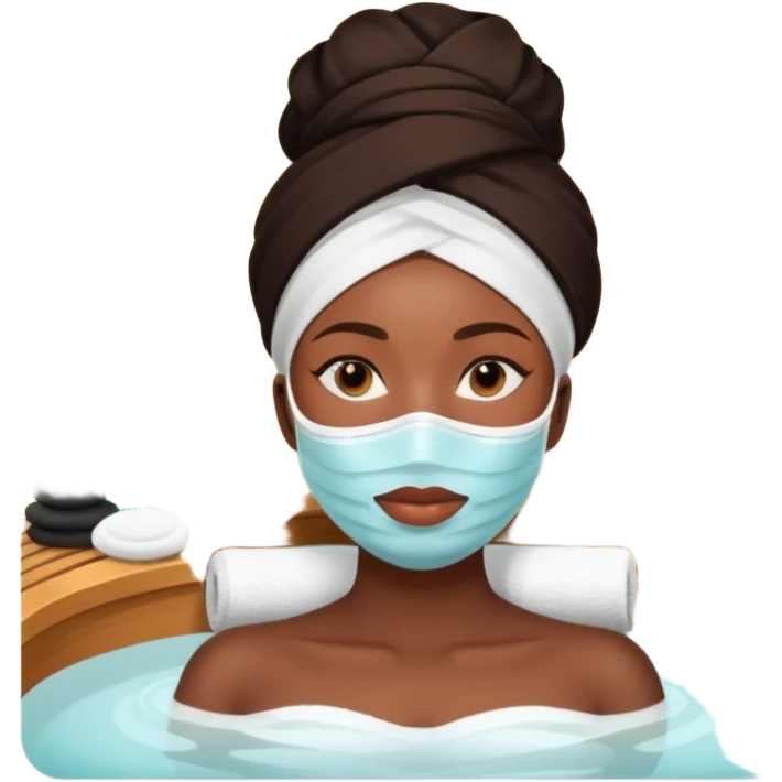 Black Lady with face mask spa beauty full face relaxing emoji
