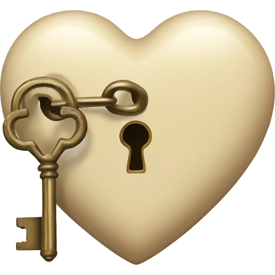 vintage beige heart-shaped lock and key emoji
