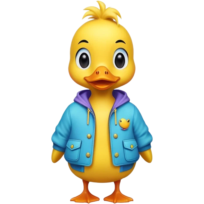 A cute duck wearing cute lil jacket  emoji
