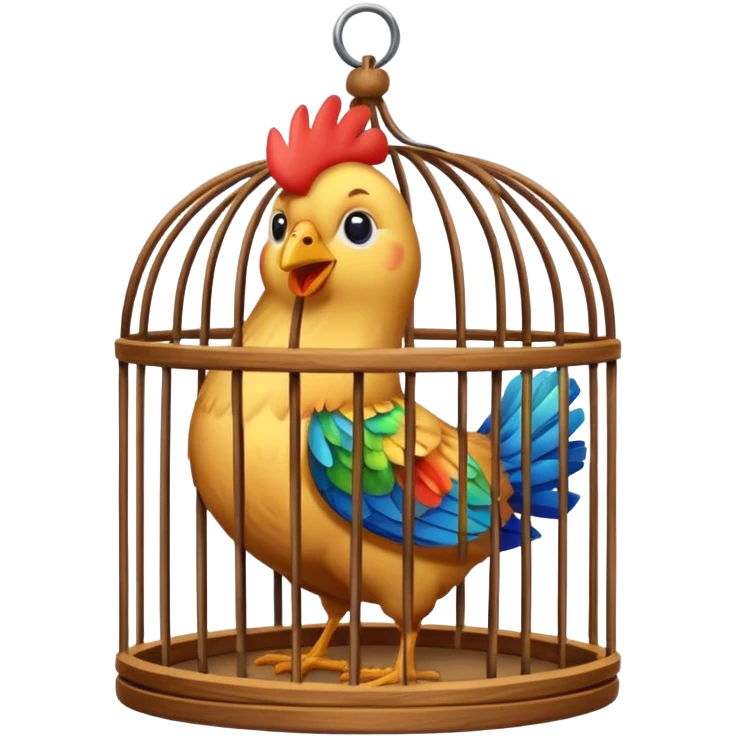 Chicken in a birdcage emoji