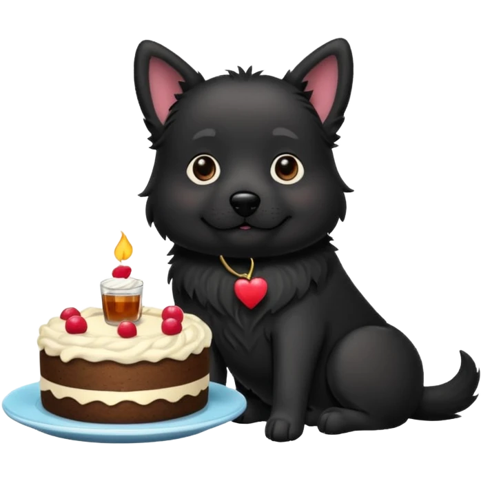 Tea and cake black dog emoji