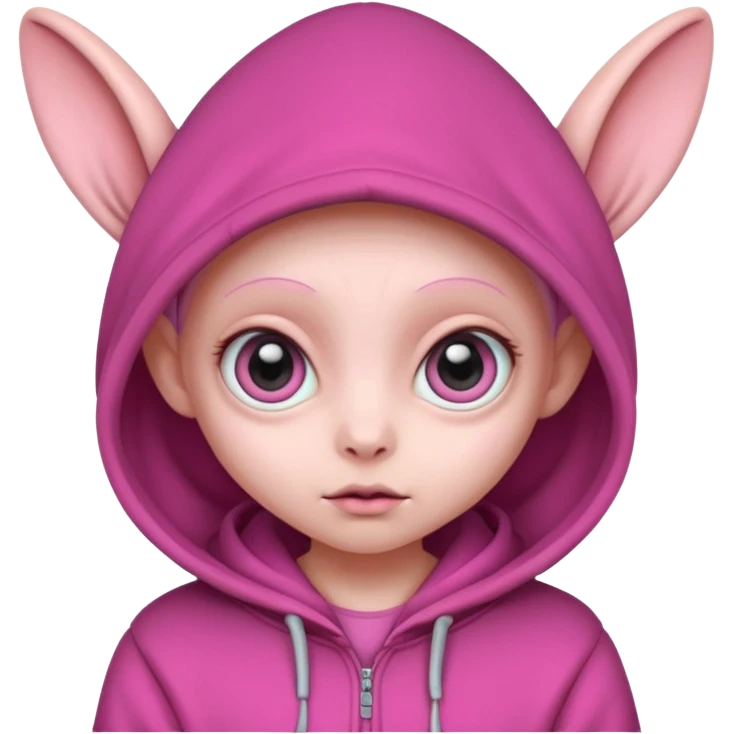 Aliens Pink, hoodie, cute big eyes, big ears emoji