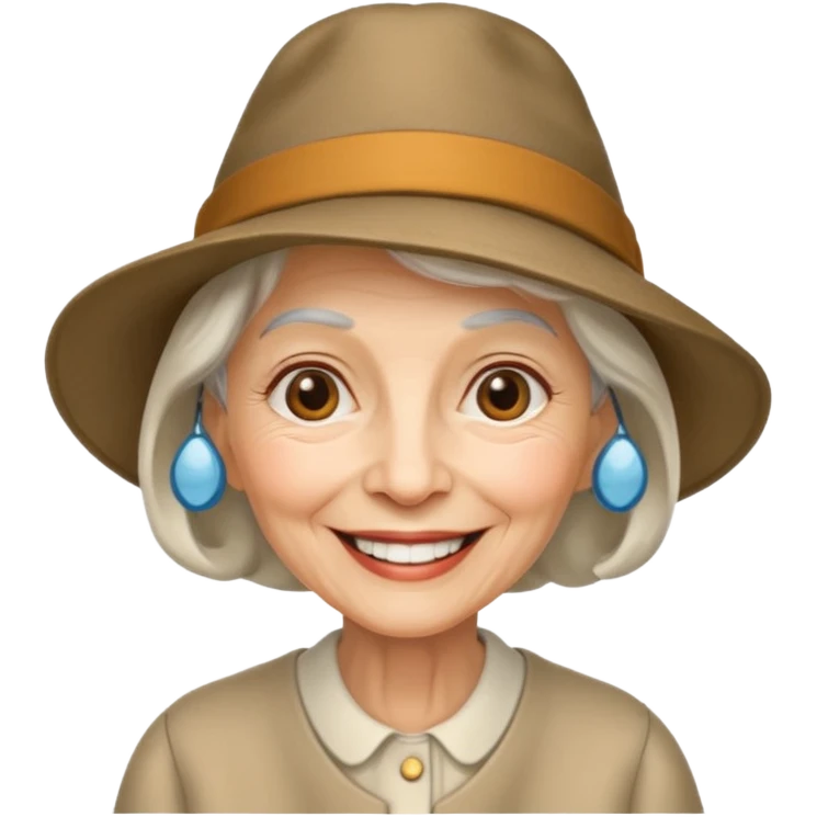 elderly woman with hat emoji