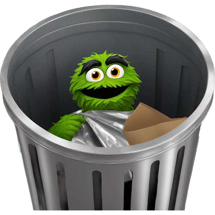 oscar the grouch inside metal trash can emoji