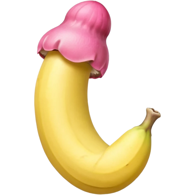 beige skin color and pink cylindrical shaft penis, erect, phallus shape, no face, shaped similar to peeled banana, with pink mushroom cap tip at one end emoji