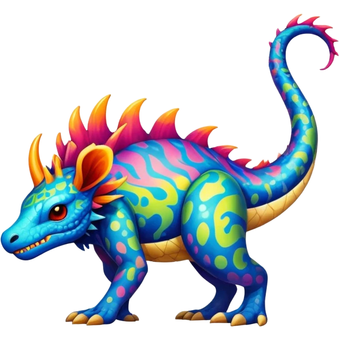 a vibrant colorful edgy vernid-fionbri-creature with splash patterns full body emoji