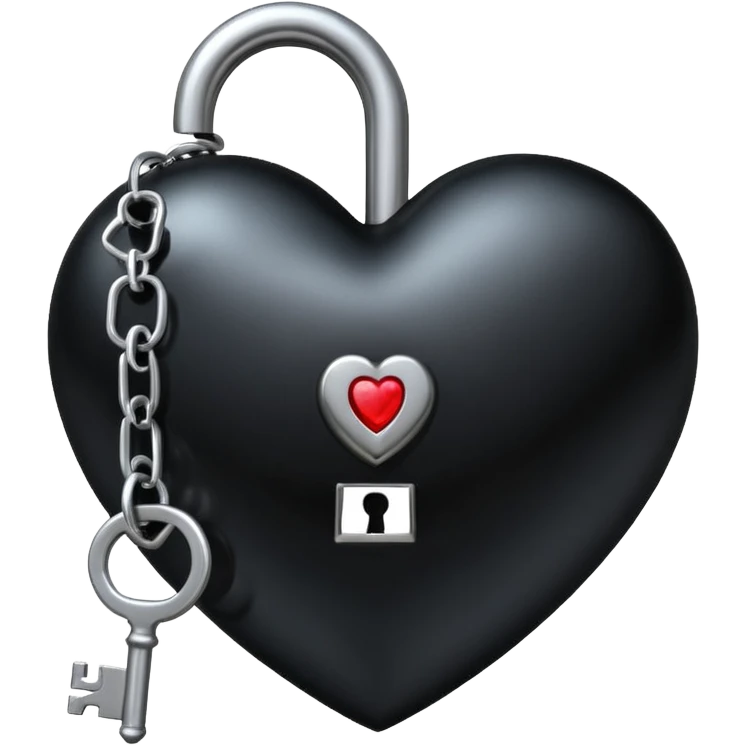 goth heart with a gothic heart lock and key emoji