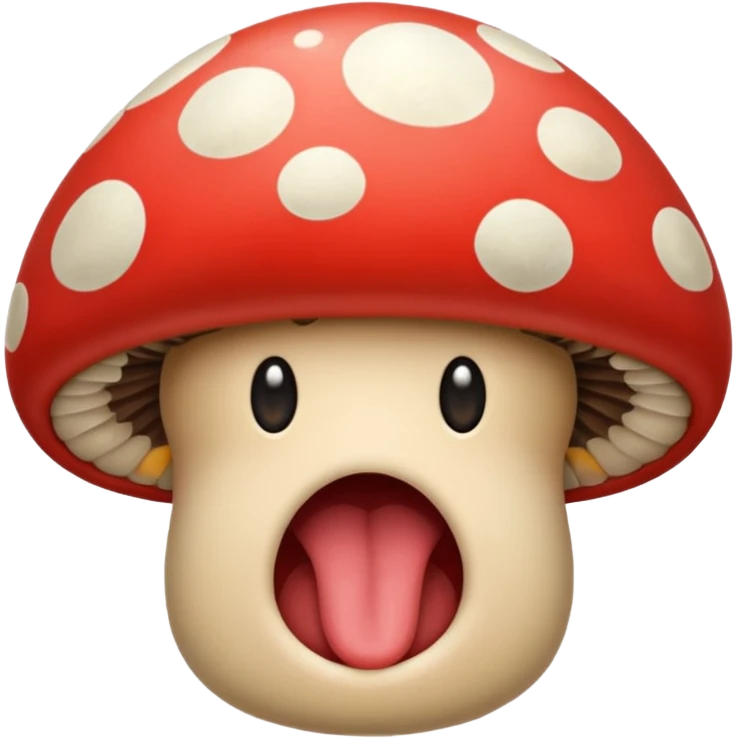 Mushroom biting lip emoji