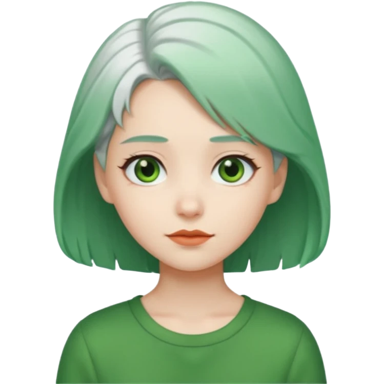 girl with white hair green hair clip emoji
