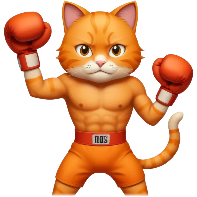 Gato naranja boxeando emoji