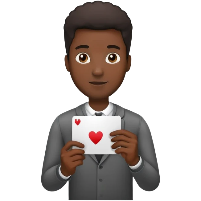 black man holding a card in one hand emoji