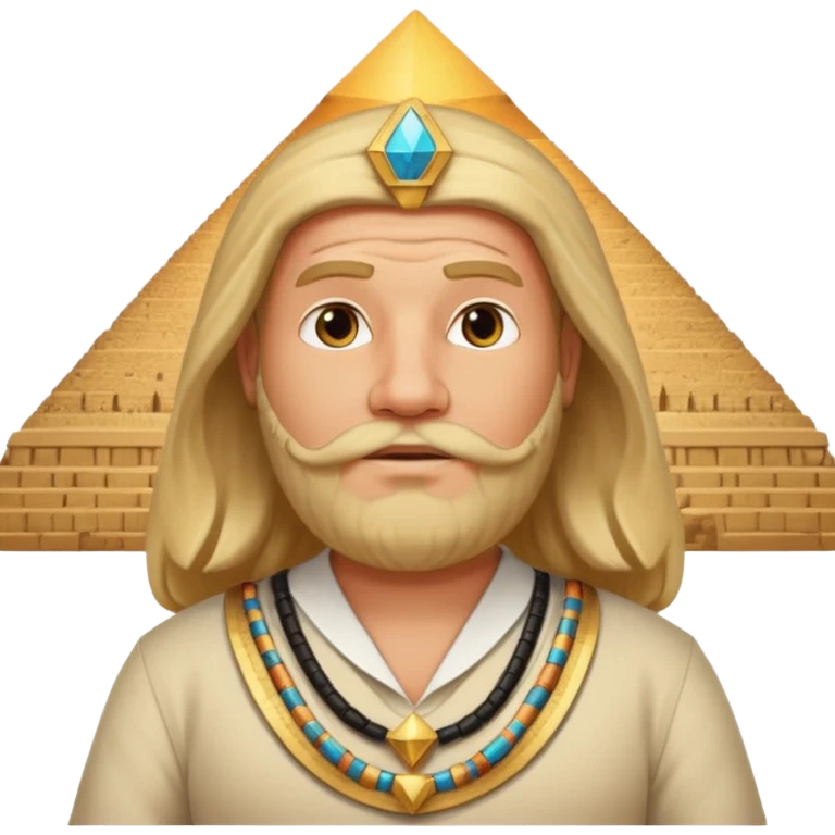 fat male blond long hair agent with three-day-beard in egypt with pyramid. emoji