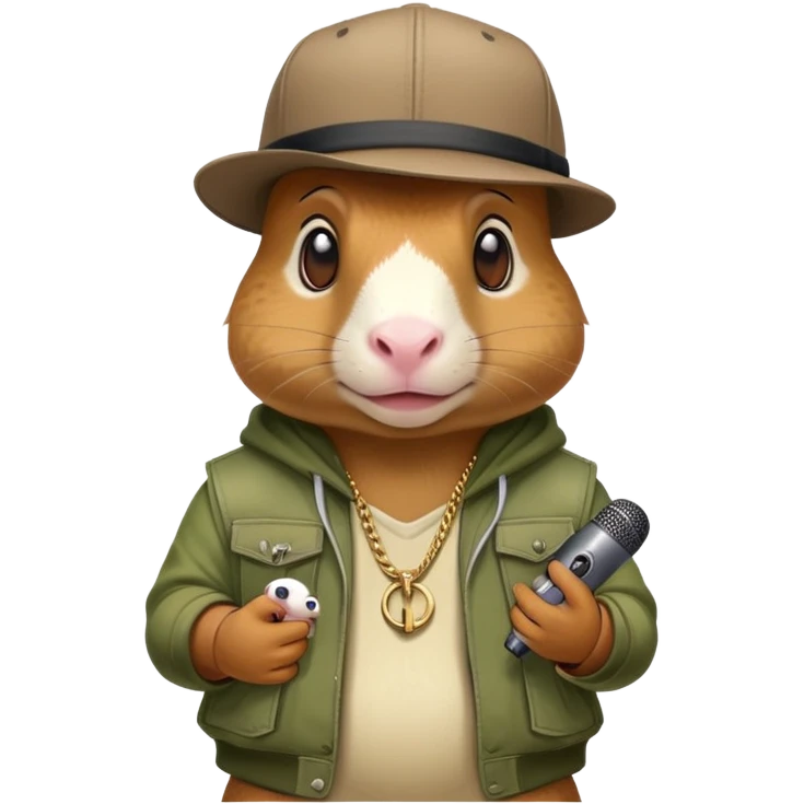 dinosaur dressed as a rapper with a guinea pig emoji