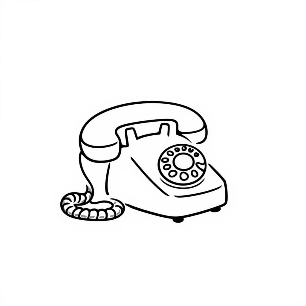 A simple hand-drawn corded telephone with handset and curly cord emoji