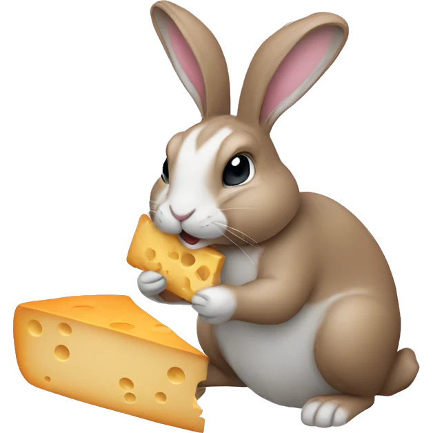 Rabbit eating bread and cheese emoji