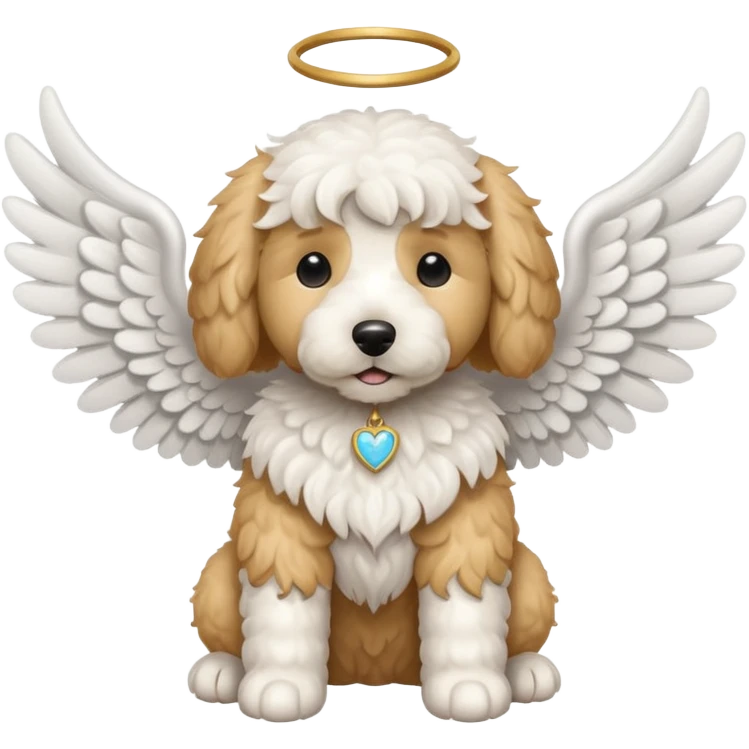 White Golden doodle dog with angel wings emoji