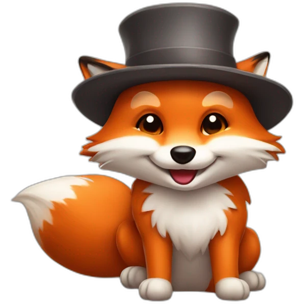 happy fox with a little hat emoji