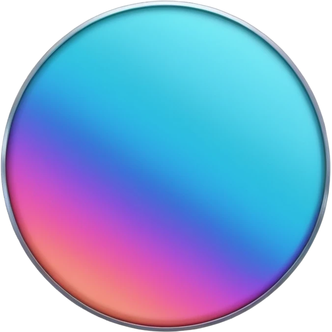 Credit coin in gradient of turquoise, blue, pink, purple, and coral as the main surface emoji