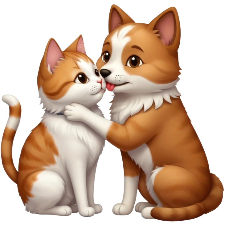 dog kissing a cat emoji