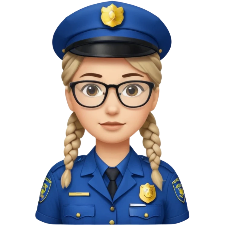 police officer woman with glasses, wearing uniform, braided hair emoji