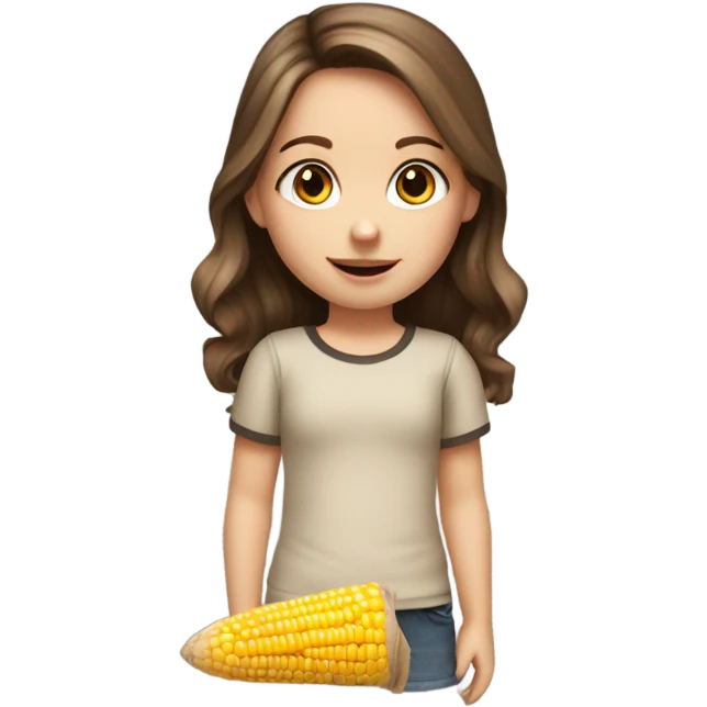 Caucasian little girl with brown hair that uses a corn-hole bag as her favorite doll emoji