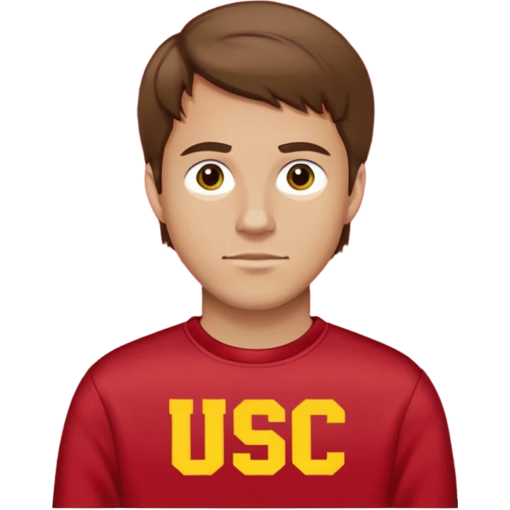 white man with brown hair in a red sweatshirt with USC in yellow letters emoji