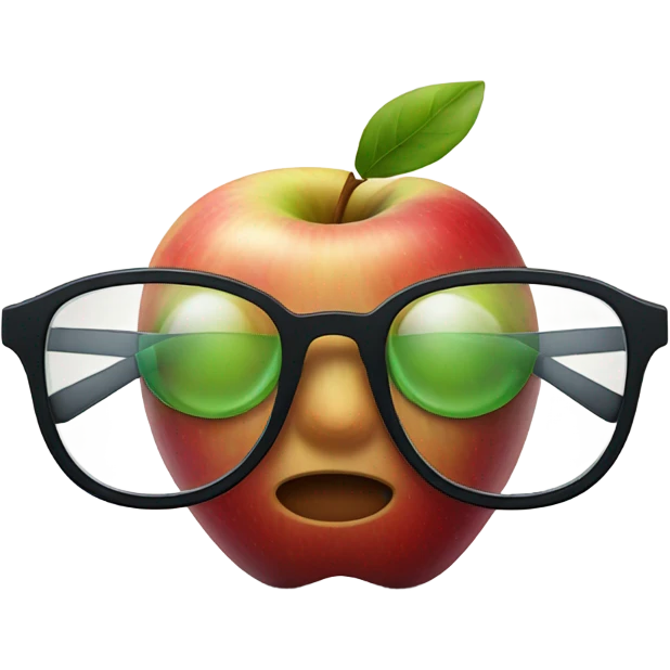 Apple wearing glasses emoji