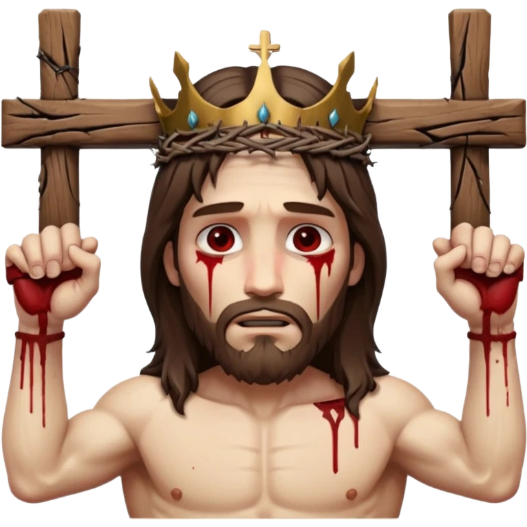 Hazme un emoji con jesuscristo en la cruz como real con el cuerpo en la cruz y la cruz entera emoji