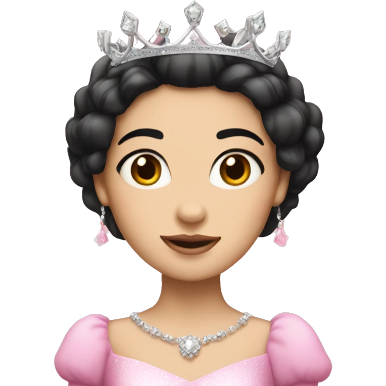 PRINCESS WITH WHITE SKIN, STRAIGHT BLACK HAIR, WITH PRINCESS CROWN, WITH PINK PRINCESS OUTFIT emoji